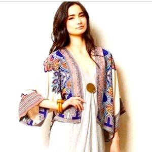 Anthropology 3/4 Bat Wing Sleeve Flowy Kimono Jacket